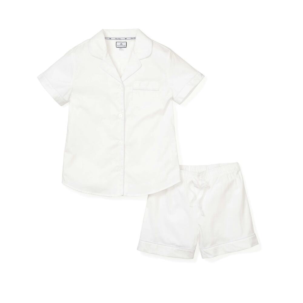 NWT Petite Plum kids unisex classic white short set pajama